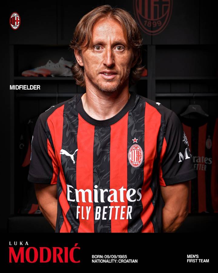 官方公告！ 39歲的莫德里克（Modric）穿著14號(hào)球衣加入AC Milan 成為自由球員