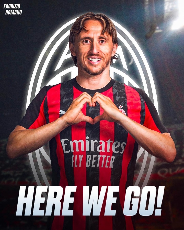我們?nèi)?！羅曼諾：39歲的莫德里克（Modric）自由加入AC米蘭（AC Milan）